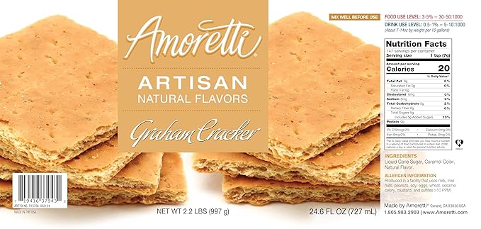 Amoretti - Natural Graham Cracker Artisan Flavor Paste, 2.2 lbs, Perfect For Ice Cream, Beverages, Cakes, and more, Preservative Free, Vegan, Gluten Free, No Artificial Sweeteners, Highly Concentrated