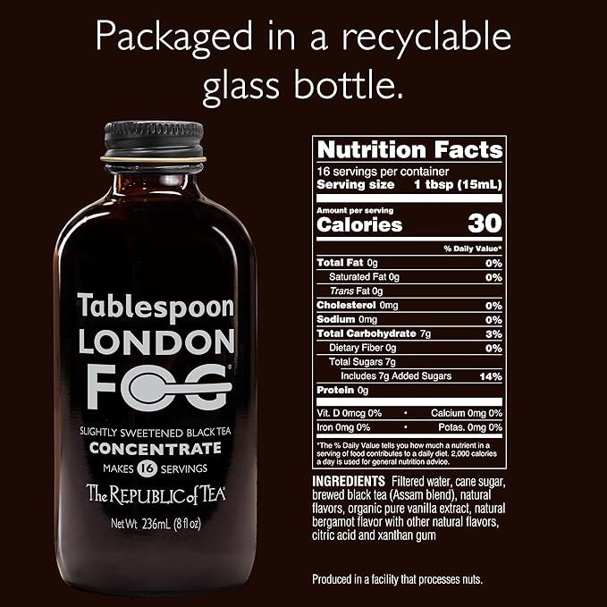 The Republic of Tea – Tablespoon London Fog, Black Tea Concentrate, 8 fl oz -16 Servings