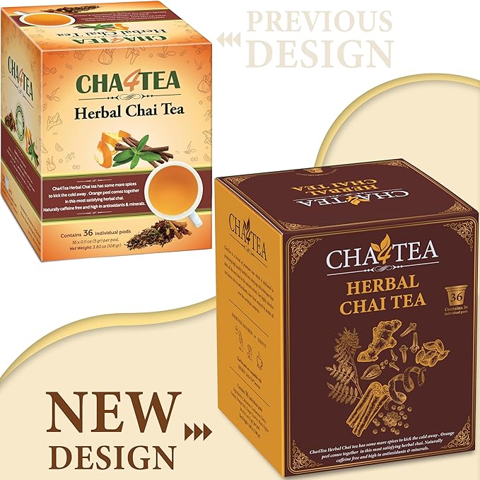 Cha4TEA 36-Count Herbal Chai Tea Pods for Keurig K-Cup Brewers