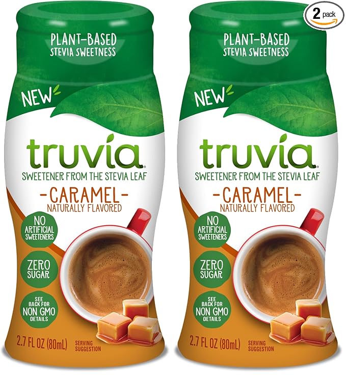 Truvia Zero-Calorie Liquid Sweetener from the Stevia Leaf, 2.7 Fl Oz bottle, Caramel flavor (Pack of 2)