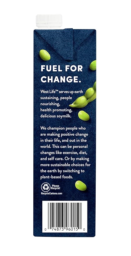 West Life Organic Soy Milk, Unsweetened Plain, Low Sugar, 9g of Protein, Vegan Dairy Alternative, Lactose-Free, Shelf Stable, 32oz (Pack of 12)