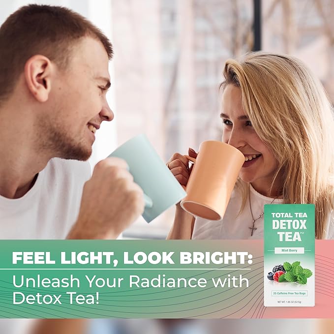Total Tea Slimming Detox Tea for a Healthy Weight Support - Caffeine Free - Herbal Tea with Chamomile, Hibiscus, Ginger Root for Colon Cleanse - Natural Fruit Tea for Digestive Health