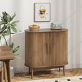 Accent Small Storage Cabine, Buffet Cabinet with Storage, Mid Century Modern Sliding Door Sideboard Cabinet for Kitchen, Entryway (Walnut)
