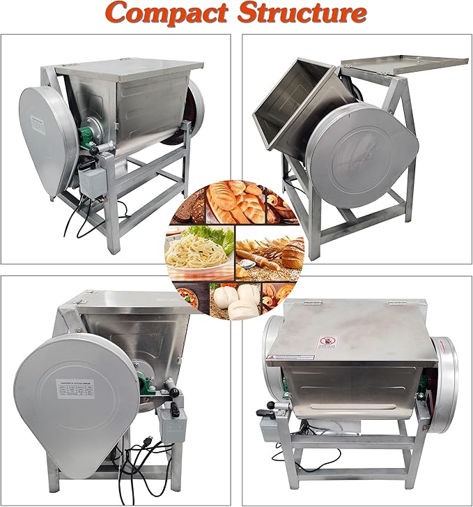 INTSUPERMAI Commercial 15KG Dough Mixer Machine Electric Flour Mixer with 90 Degree Tilt Bowl for Dough Mixing Kneading Capacity 30QT 1500W
