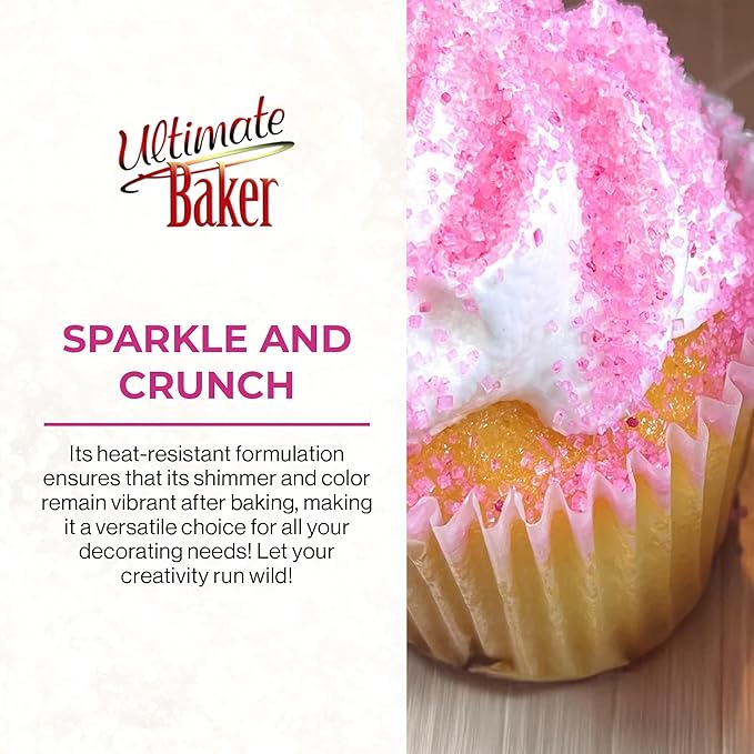 Ultimate Baker - Sanding Sugar, Pink - Vibrant, Naturally Colored Baking & Decorating Sugar, Perfect for Sprinkling on Cakes, Desserts & Ice Cream, Medium Crystal - 80oz