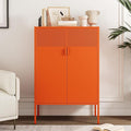 Metal Storage Cabinet,Kitchen Pantry Storage Cabinet,Metal Sideboard with 2 Doors and 2 Adjustable Shelves,Orange Locker Cabinet for Home,Bathroom,Hallway,Office,Dining Room