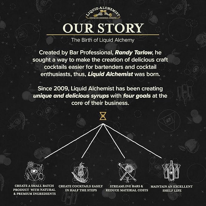 Liquid Alchemist Falernum Syrup for Cocktails - Real Ingredients Make our Falernum Cocktail Syrup a Great Mixer for any Tiki Drink - Our Drink Mixer is Non-GMO Gluten Free & Vegan (12.7 oz)