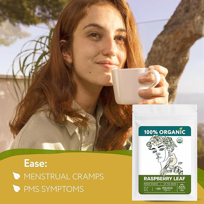 Organic Raspberry Leaf Tea Bags (40 TeaBags) - Red Rasberry Leaf Tea for Womens Cramps, Hormone Balance, Fertility – Te de Hoja de Frambuesa Roja