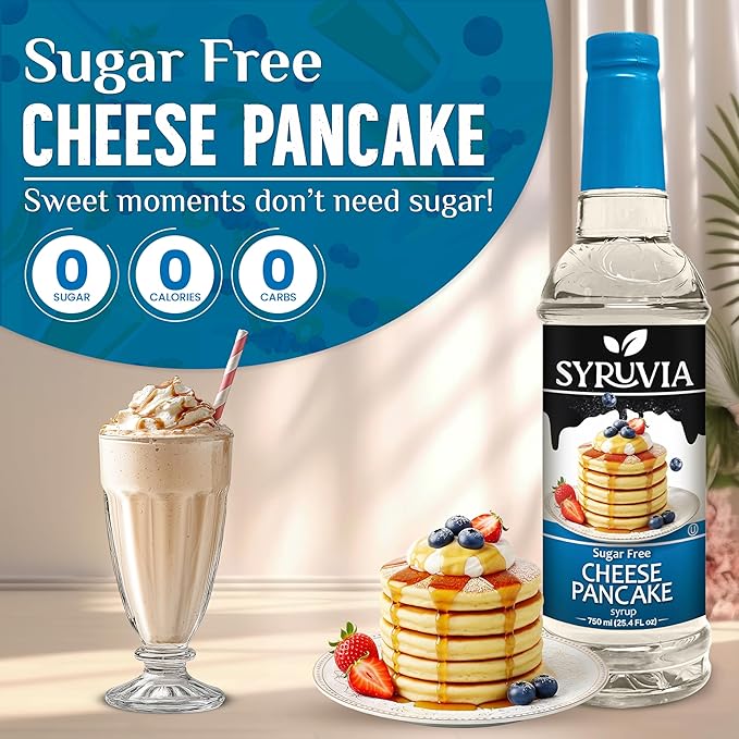 Syruvia Sugar Free Coffee Syrup, Cheese Pancake Flavored Syrup for Drinks, Lattes and Desserts – 25.4 fl oz