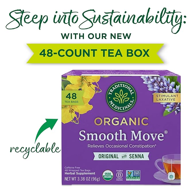 Traditional Medicinals Tea, Organic Smooth Move, Relieves Occasional Constipation, Senna - 48 Tea Bags
