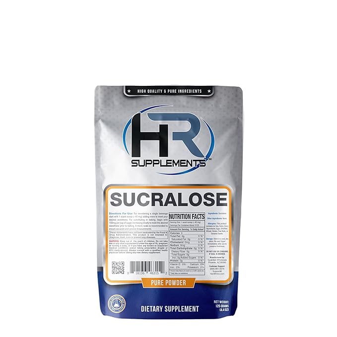 HR Supplements Sucralose Powder | 125 Grams | Zero Calorie Sweetener & Keto Sugar Substitute | Hard Rhino (125 Grams (4.4 oz))