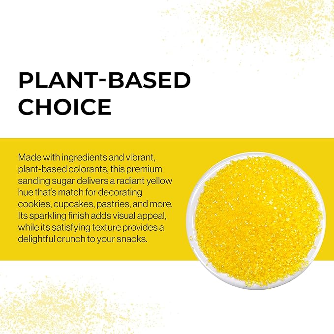 Ultimate Baker - Sanding Sugar, Yellow - Vibrant, Naturally Colored Baking & Decorating Sugar, Perfect for Sprinkling on Cakes, Desserts & Ice Cream, Medium Crystal - 16oz