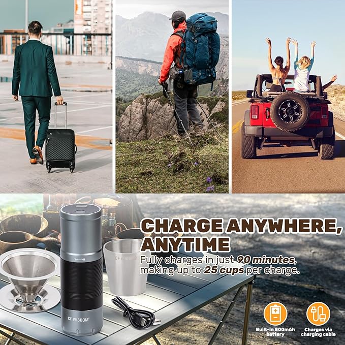 Portable Electric Coffee Grinder Dual-mode electric and manual grinding Features 7-level precision grind settings Adjustable coffee bean grinder Ideal for travel, camping, office, and home use