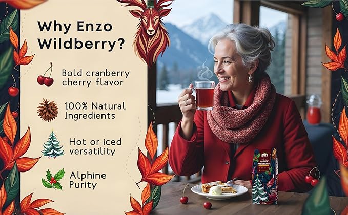 ENZO Tea Master Reserve - Alpine Wildberry (4oz) a Cherry Cranberry Secret Recipe | Mountain-Foraged Wild Berry Hibiscus | Loose Leaf Caffeine Free 37 Servings