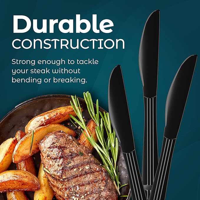 Plastic Knives Heavy Duty - Disposable Knives Plastic Utensils - Plastic Cutlery For Parties, Celebrations And Events Pack Of 500