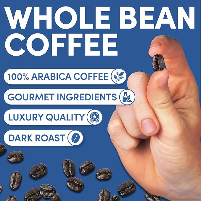 Sarasota Coffee Whole Bean Espresso | Dark Roast Gourmet Coffee Beans | Low Acid, Mold Free, Specialty Grade Bulk Beans | 5lb (80 oz)