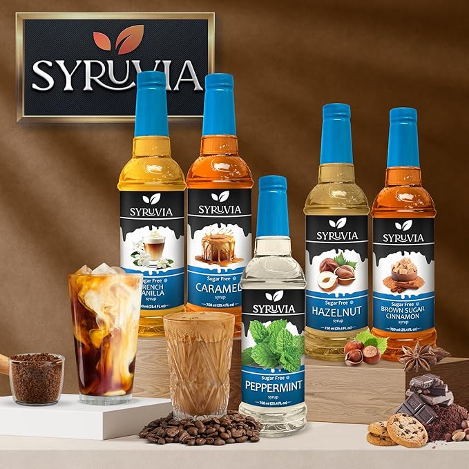 Syruvia Sugar Free Coffee Syrup, Pistachio Flavored Syrup for Drinks and Desserts – 25.4 fl oz