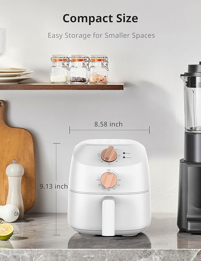 COMFEE' Compact 2.1 Quart Air Fryer with 12 Menu Options, Adjustable Timer & Temperature Control 180-400 degrees F, Dishwasher-Safe Nonstick Fry Basket