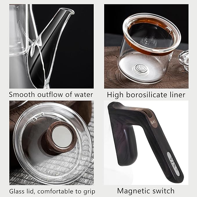 Small 25.4oz Enchanted Glass Teapot, YJX Magnetic Brewing Tea Pot Designed for Convenience, Witchcraft Magic Tea with Infuser for Loose Leaf and Herbal Teas(750ml)