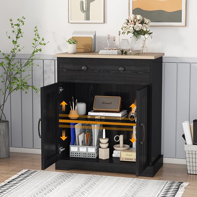 Kitchen Storage Cabinet, Modern Buffet Cabinet with Storage, Coffee Bar with 2 Drawers and 2 Doors, Floor Sideboard Buffet for Living Room, Dining Room, Bathroom