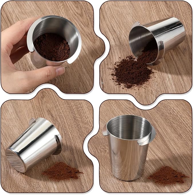 58mm Coffee Dosing Cup, Stainless Steel Espresso Coffee Dosing Cup, Espresso Machine Accessories, Coffees Grinder Been Feeder Compatible with All 58 mm portafilter