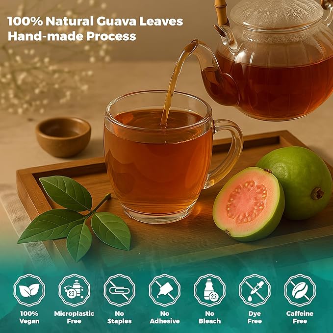 Lavitali, Guava Leaves Tea Bags | 60 bags, 100% Pure Herbal Tea | Caffeine-Free, No Sugar, Eco-Friendly Filter Bags | Daily Natural Botanical, Hot or Iced Herbal Infusion