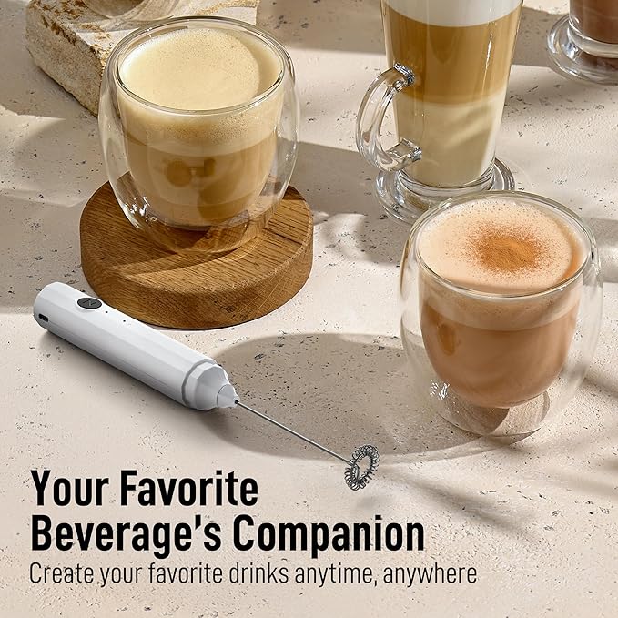 Zulay Froth N Go Milk Frother – Rechargeable 3-in-1 Handheld Frother Wand with Travel Case & USB-C Charger – Single, Double & Egg Whisk for Latte, Cappuccino, Matcha, Protein Shakes – Red
