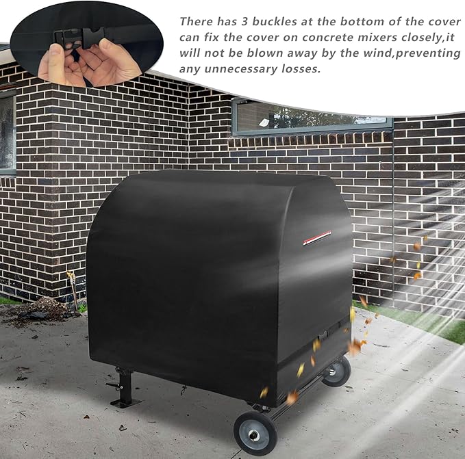 Outdoor Concrete Mixer Cover, Heavy Duty Waterproof Cement Mixers Cover, Made of Heavy-Duty 600D Oxford, All Weather Cement Mixer Covers(50.5"Dx31.5"Wx48"H)
