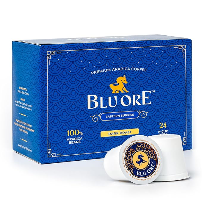 Blu Ore Premium Vietnamese Coffee Pods - Dark Roast - Recyclable Single Serve K-Cup Compatible (24 Count) - 100% Arabica Coffee, No Preservatives or Artificial Flavor