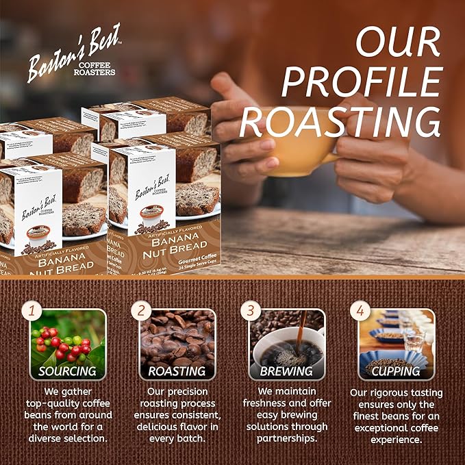 Boston’s Best - Banana Nut Bread Flavored Delicious Gourmet Coffee Compatible with Keurig Coffee Maker, 24 Count (Pack of 4)