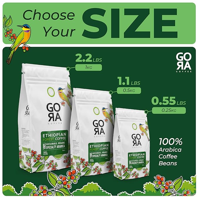 GO RA COFFEE – Ethiopian Roast Whole Bean – Organic Arabica from Ethiopia – Mycotoxin-Free, Single Origin African Beans – Roasted at Source – 250g (8.82 oz) – by Moyee Coffee