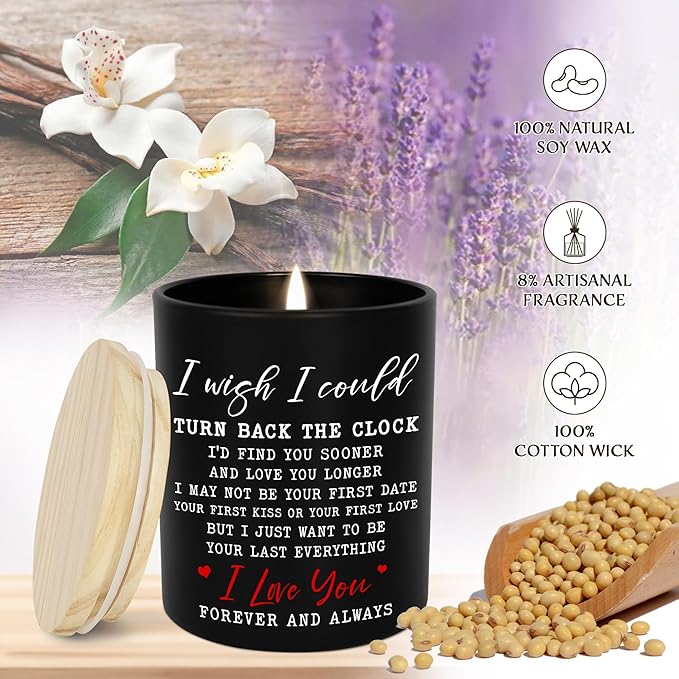 TEEZWONDER Christmas Anniversary Wedding Gifts for Women Men - Long Lasting Vanilla Lavender Candle 10 oz - Birthday Romantic Gifts for Him Her Girlfriend Wife, Boyfriend Husband Birthday Gift Ideas