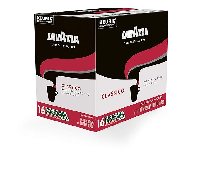 Lavazza Classico Single-Serve Coffee K-Cup® Pods for Keurig® Brewer, Medium Roast, Caps Classico, 16 Count Full-bodied medium roast with rich flavor and notes of dried fruit, Value Pack