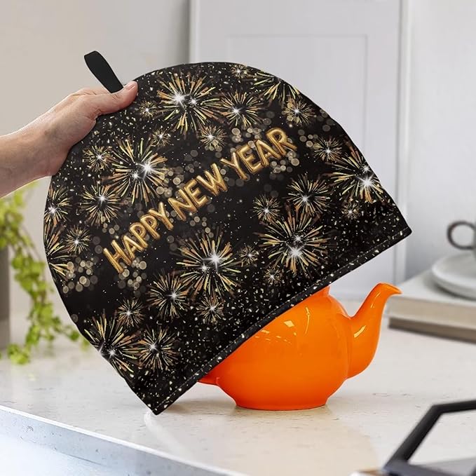 New Year's Blessings Small Tea Pot Cozy Cover with Keep Warming Tea Cozy for Teapot Insulated for Tea Kettle Dust Cover for Home Decor Large Medium Teapot Gift for Electric Tea Kettle Cover
