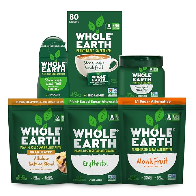 Whole Earth Stevia & Monk Fruit Liquid Sweetener, Original, No Erythritol, Squeeze Bottle, 1.62 Fl Oz (Pack of 12)