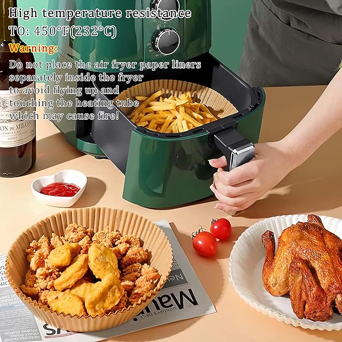 Air Fryer Liners Round,100PCS 6.3 inch Disposable Liner for Air Fryer 2Qt to 5Qt,Unbleached Non-stick Non-leak Small Airfryer liner Parchment Paper