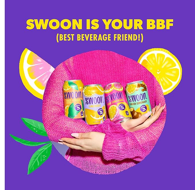 Swoon Pink Lemonade - Low Carb, Paleo-Friendly, Gluten-Free Keto Drink - Sugar Free Strawberry Lemonade Made with 100% Lemon Juice Concentrate & Sweetened by Monk Fruit, 12 Fl oz (Pack of 12)