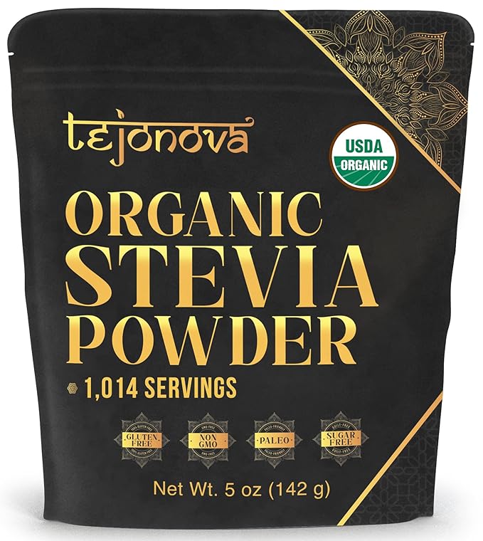 tejonova Organic Stevia Powder, 5oz, Stevia Sweetener, Stevia Organic, Stevia Extract Powder, Zero Calorie Sweetener, Stevia Sugar Substitute, Pure Stevia No Additives, 1014 Servings