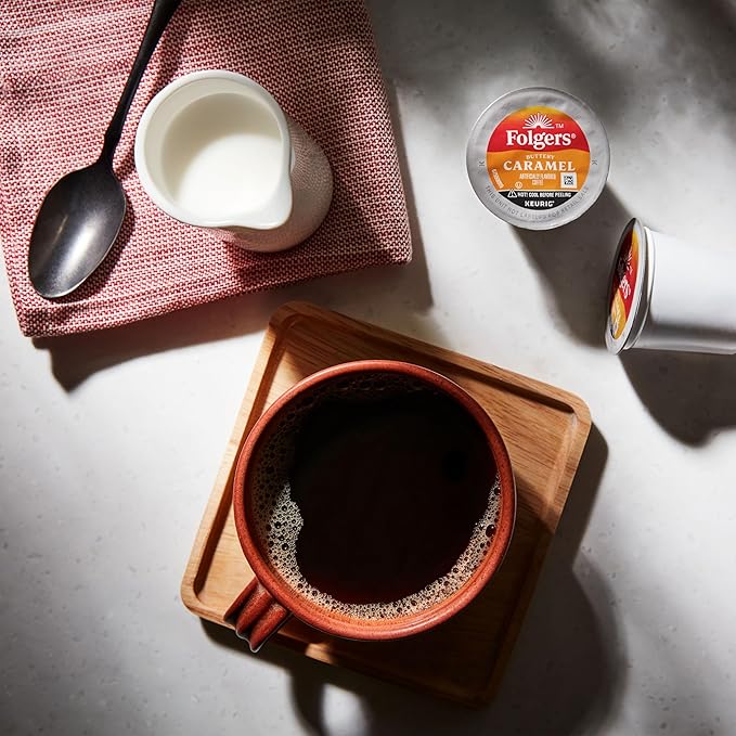 Folgers Buttery Caramel Artificially Flavored Coffee, Keurig K-Cup Pods, 10 Count Box