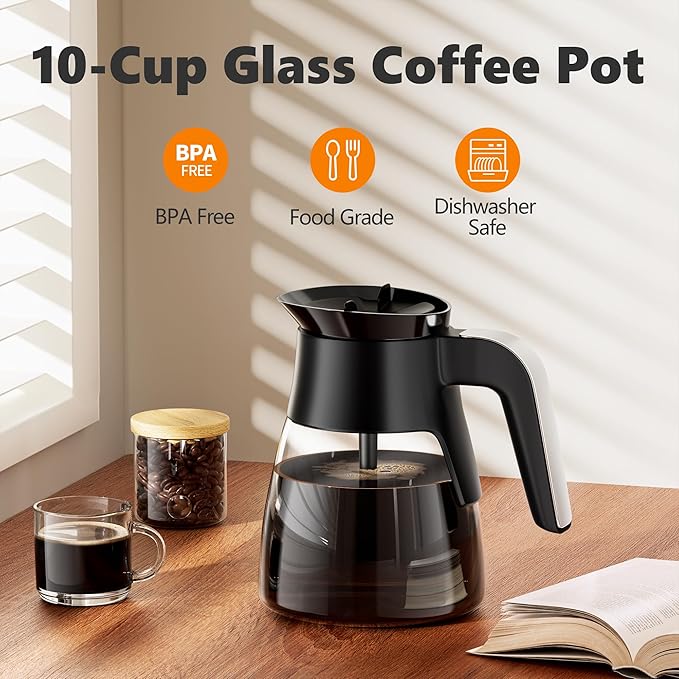 10 Cup Coffee Pot Replacement for Ninja Coffee Maker CM401, Glass Coffee Carafe Compatible with Ninja CM400 CP300 CF091 CM371 CM300, Ninja Coffee Pots Replacements with Brew-Through Lid