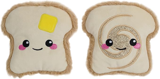 iscream Play with Your Food Kawaii Toast & Toaster Embroidered Accent 11" x 12" Furry Play Pillow