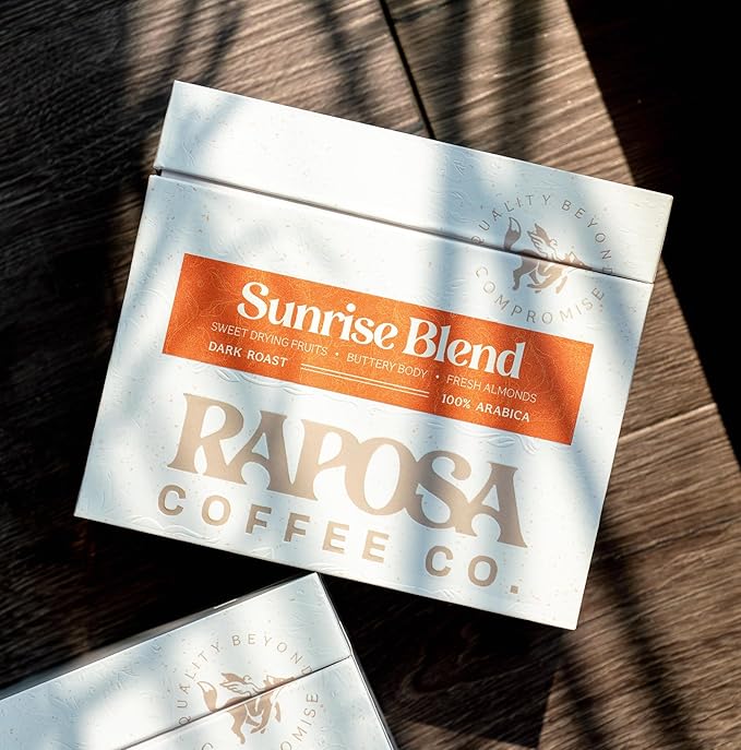 Raposa Coffee Sunrise Blend (250g) Dark Roasted, Whole Bean Specialty Coffee, Sweetness of Drying Fruits, Buttery Body, Fresh Almonds