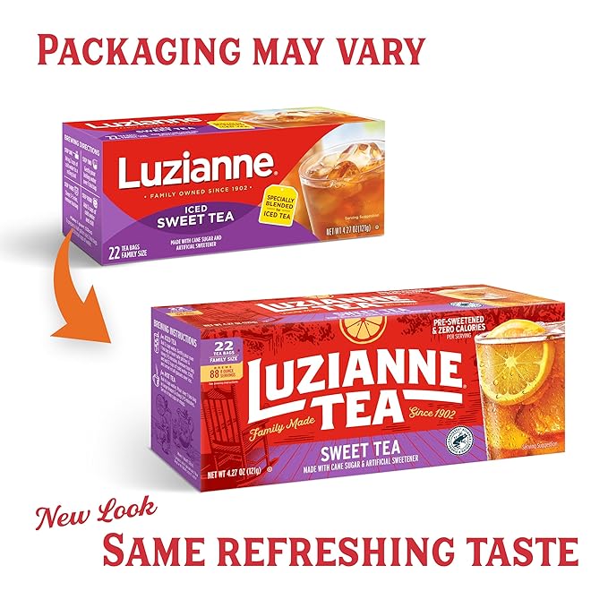 Luzianne Sweet Iced Tea Bags, Family Size, 22ct Box (Pack of 1)