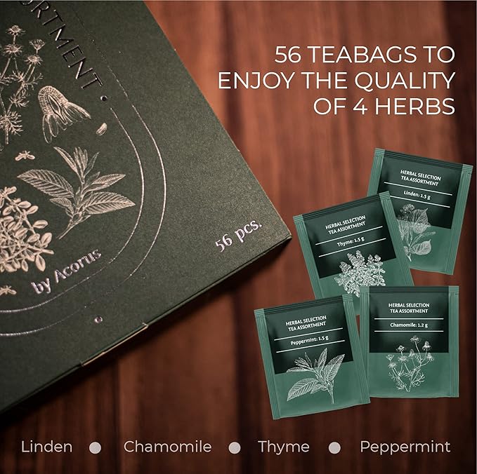 ACORUS Fruit Luxury & Herbal Selection Tea Sets, Assorted Fruit and Herbal TeaBox, Tea Gift Sets, Natural Teas Variety Pack, Sampler 6 & 4 Flavors, 60 & 56 Bags Individually Wrapped