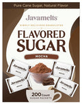 Javamelts Mocha Flavored Sugar Packets | Pure Cane Sugar for Baking, Coffee Syrup Substitute, Cocktails, Tea | Non GMO, Non Dairy, Gluten Free, Kosher | 200 Bulk Sugar Packets