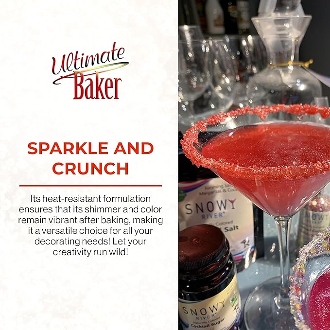 Ultimate Baker - Sanding Sugar, Red - Vibrant, Naturally Colored Baking & Decorating Sugar, Perfect for Sprinkling on Cakes, Desserts & Ice Cream, Medium Crystal - 16oz
