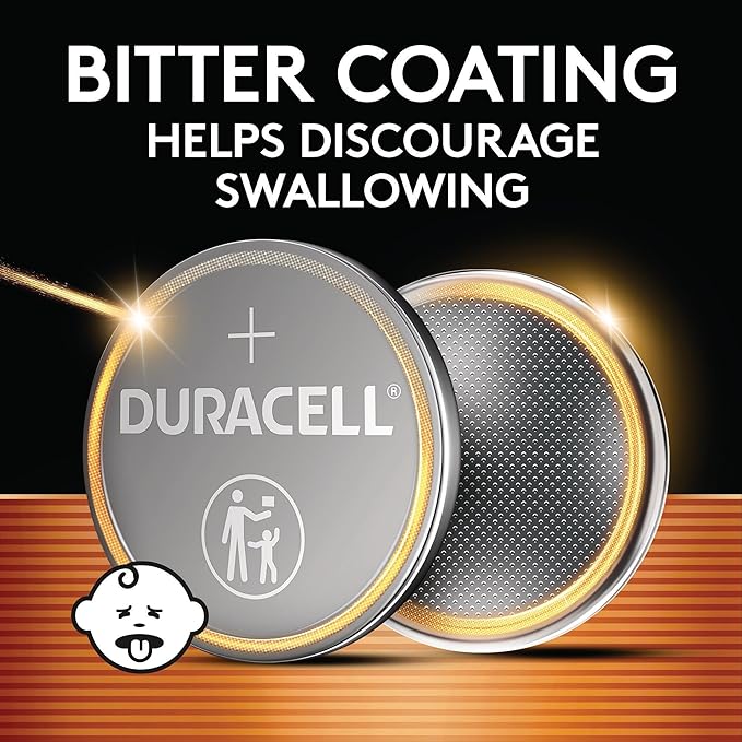 Duracell 2032 Lithium Battery, 4 Count (Pack of 1), Compatible with AirTag, Child Safety Features, Key Fob, CR2032 3V Cell