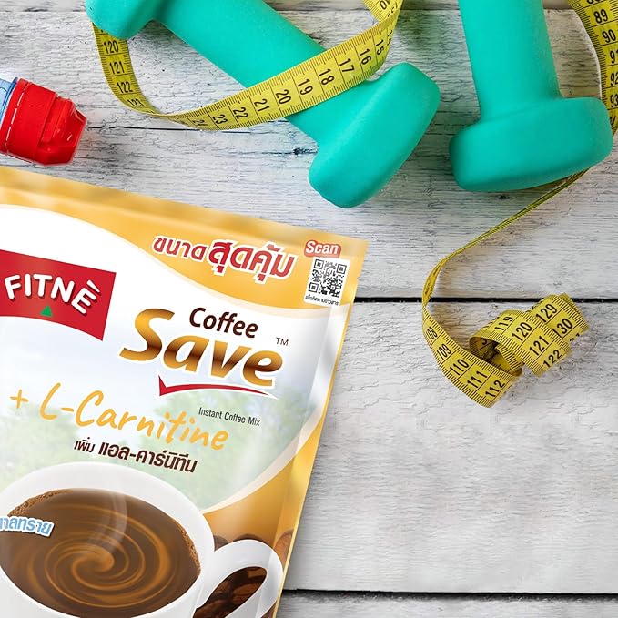 FITNE Instant 3 in 1 Coffee Packets Mix with L-Carnitine for Workout Exercise Vitamin B1 B2 B6 Smooth Blend No Sugar Sucralose Sweetener, 18 Sachets