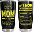 34HD Best Mom In The Galaxy Tumbler with Lid, 20oz Stainless Steel Mama Coffee Mug with Nutrition Facts, Star Inspirational Gifts from Son Daughter, Mom Gifts for Birthday, Mothers Day, Christmas