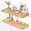 Dreamland 36" Floating Shelves for Wall, 12" Deep Thicker Oak Floating Shelves, Wall-Mounted Shelves for Bedroom, Living Room, Kitchen, Bathroom - Set of 2